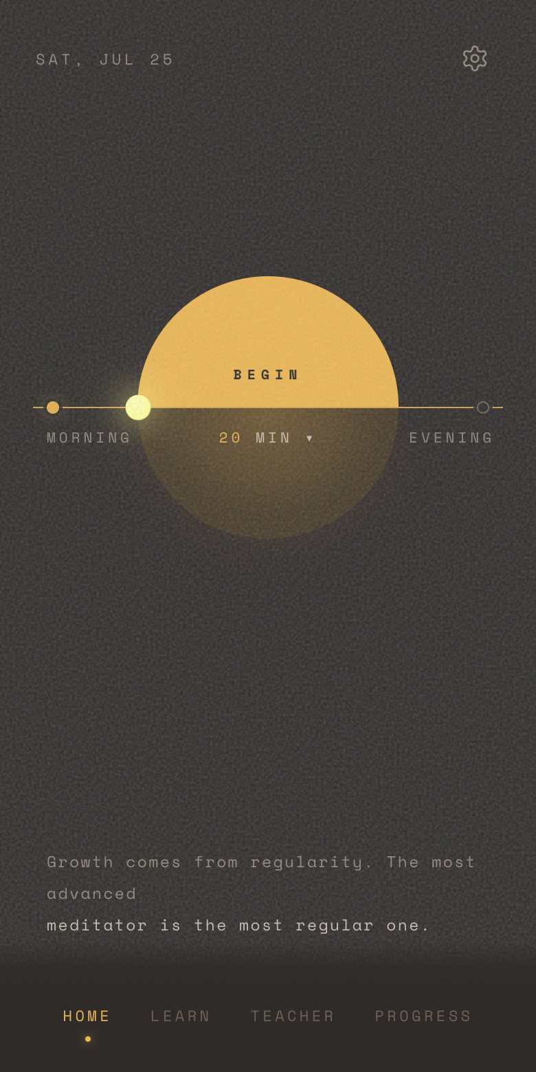 The app's home screen — the sun resting on its horizon line